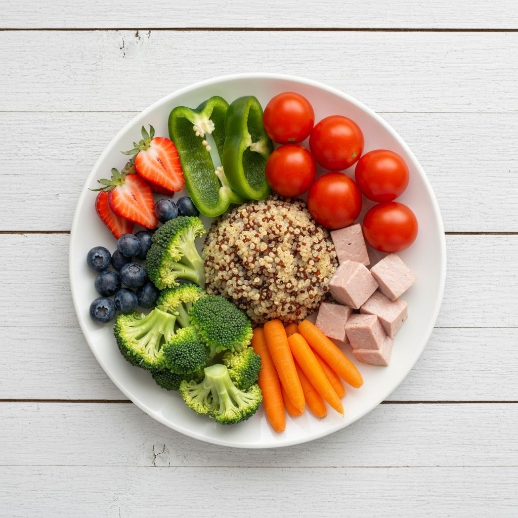 Ισορροπημένο γεύμα με λαχανικά και πρωτεΐνες